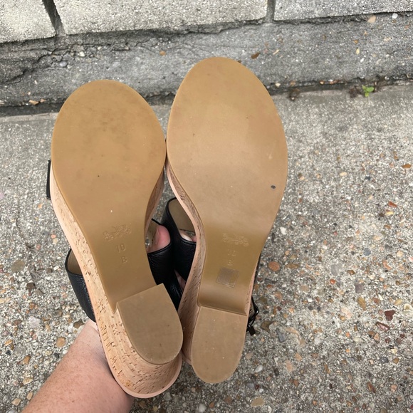 Coach Quartz black leather sandals with cork wedge heel size 10B - Picture 8 of 11